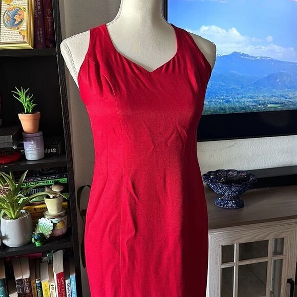 CDC size 4 Red Cross back fitted dress vintage 80s dress - Picture 2 of 8